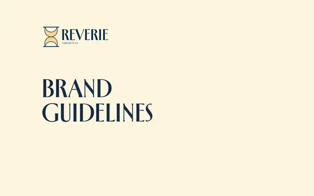Brand guidelines for Reverie Capsule & Co., page 1 of 18: the cover, “Brand guidelines”.
