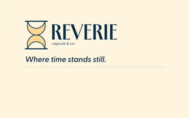 Brand guidelines for Reverie Capsule & Co., page 18 of 18: the closing page, “Where time stands still.”.